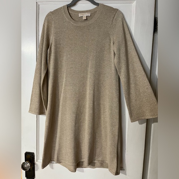 Michael Kors Metallic Gold Long Sleeve Dress - Picture 2 of 6
